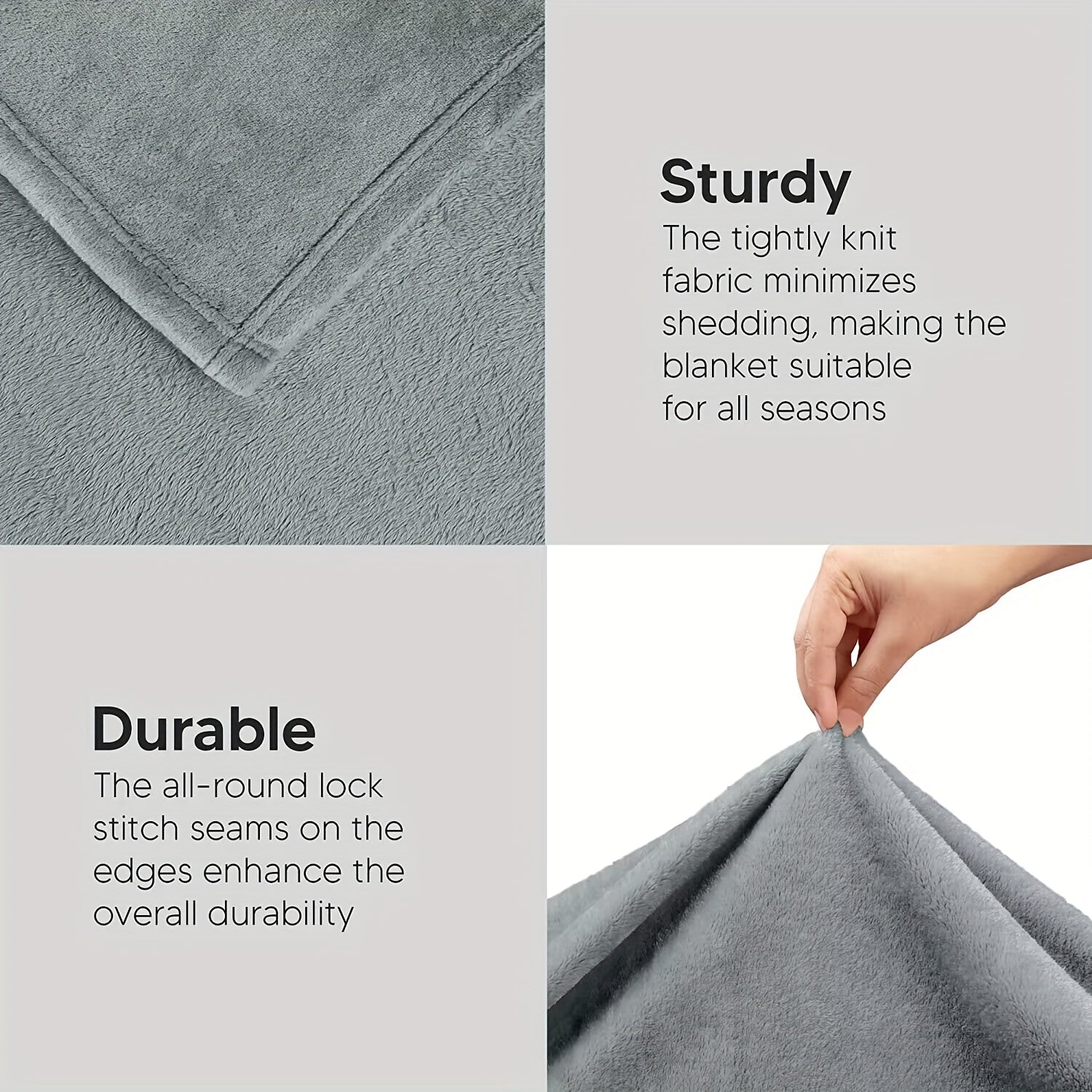 Grey Flannel Fleece Throw Blanket Microfiber Anti-Static for Bed Couch Travel