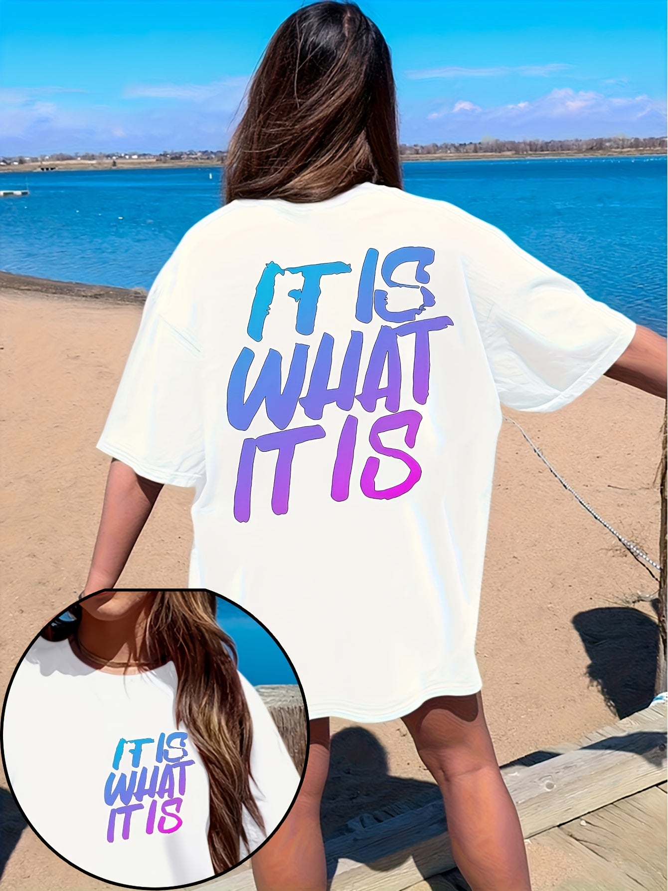 Women's Plus Size Graphic T-Shirt Casual Short Sleeve Crew Neck Lightweight Summer Beach Wear