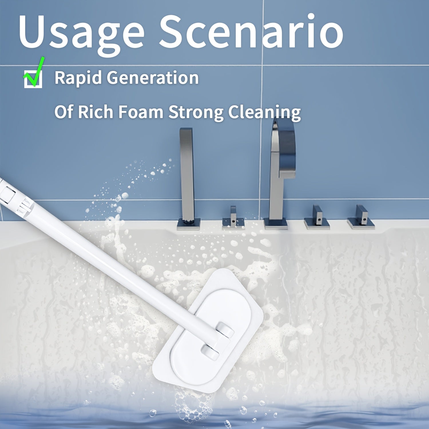 Kichik hammomni tozalash to'plami, uzoq tutqichli cho'tka va 25 ta shimgich bilan