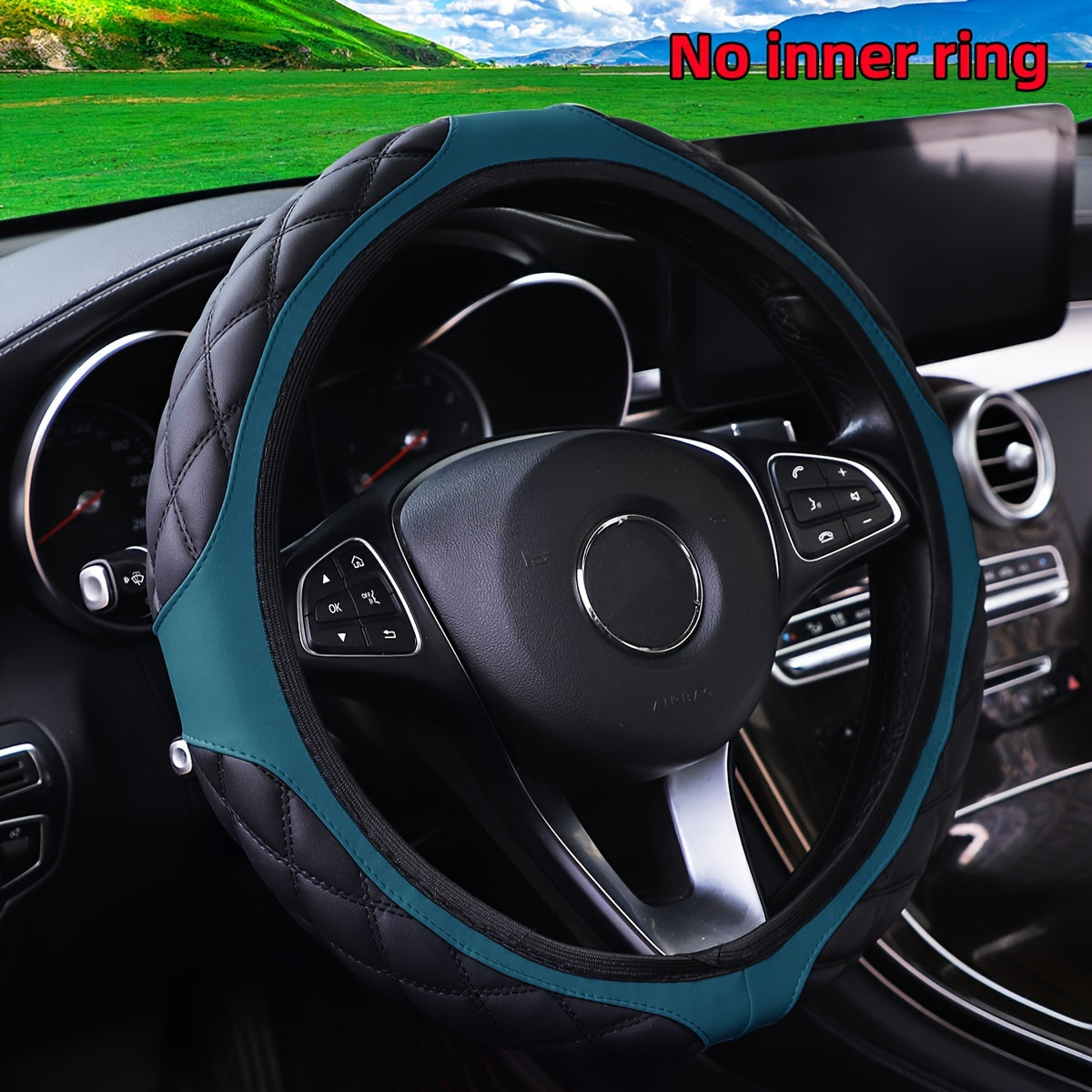 Women's Wear-Resistant PU Leather Steering Wheel Cover 36.83-38.1cm Embroidery