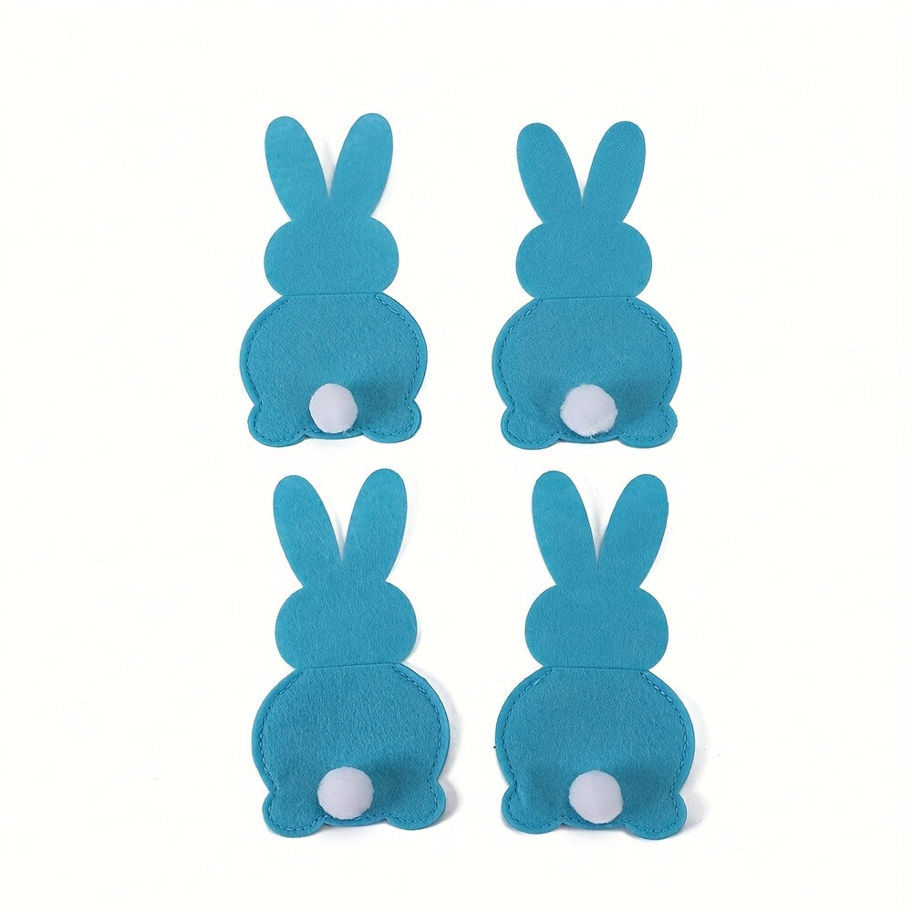 Easter Bunny Cutlery Holders Set of 4 Non-Woven Polyester Table Decor for Spring Celebrations
