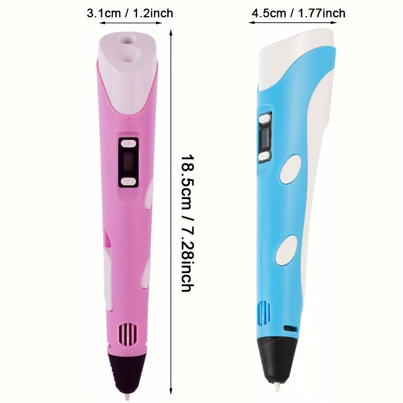 Second-Generation 3D Printing Pen Set with Stepless Speed Control Display Screen 12 Colors PLA Filament