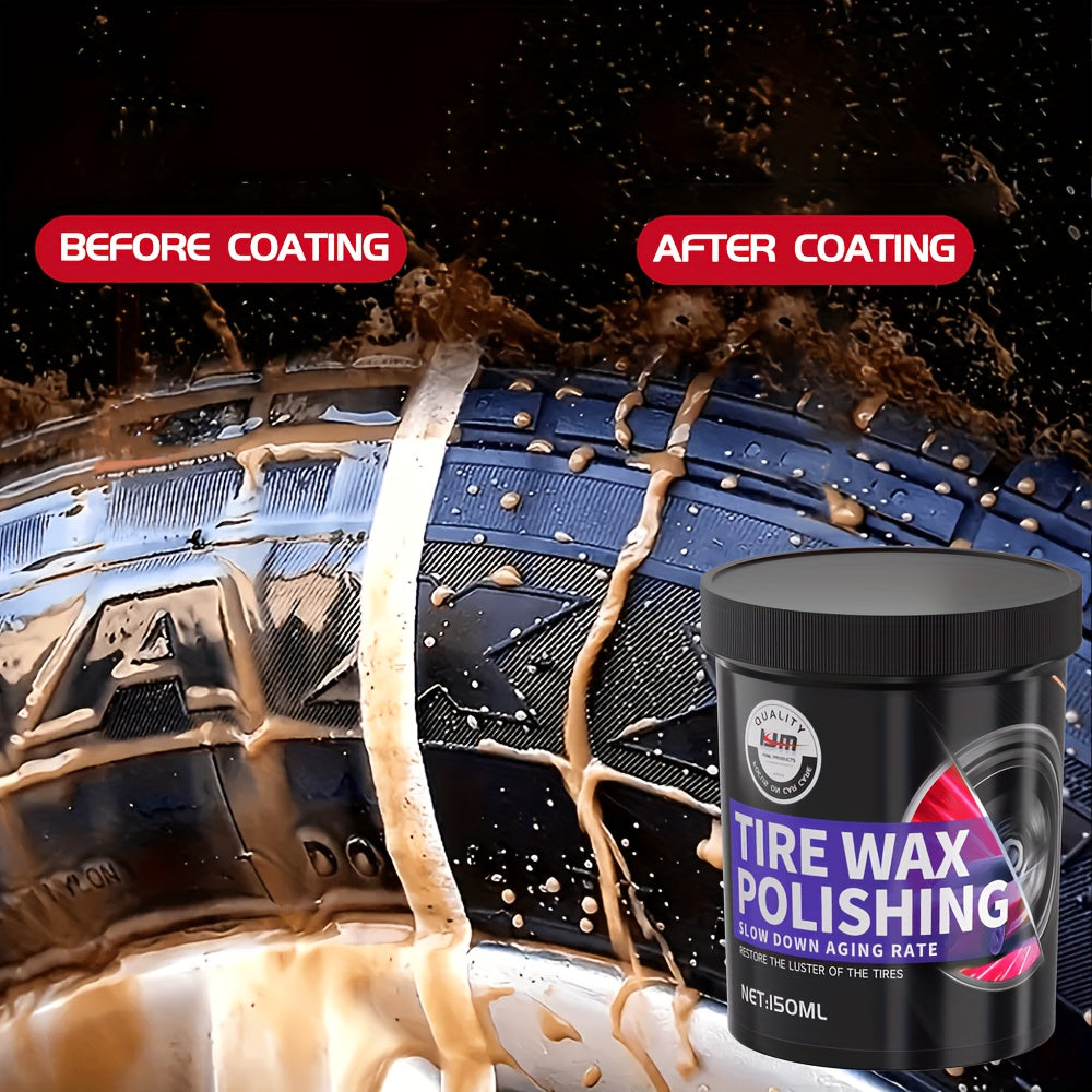 150ml Black Tire Wax Polish for Car Wheels Rubber Plastic Shine Protection