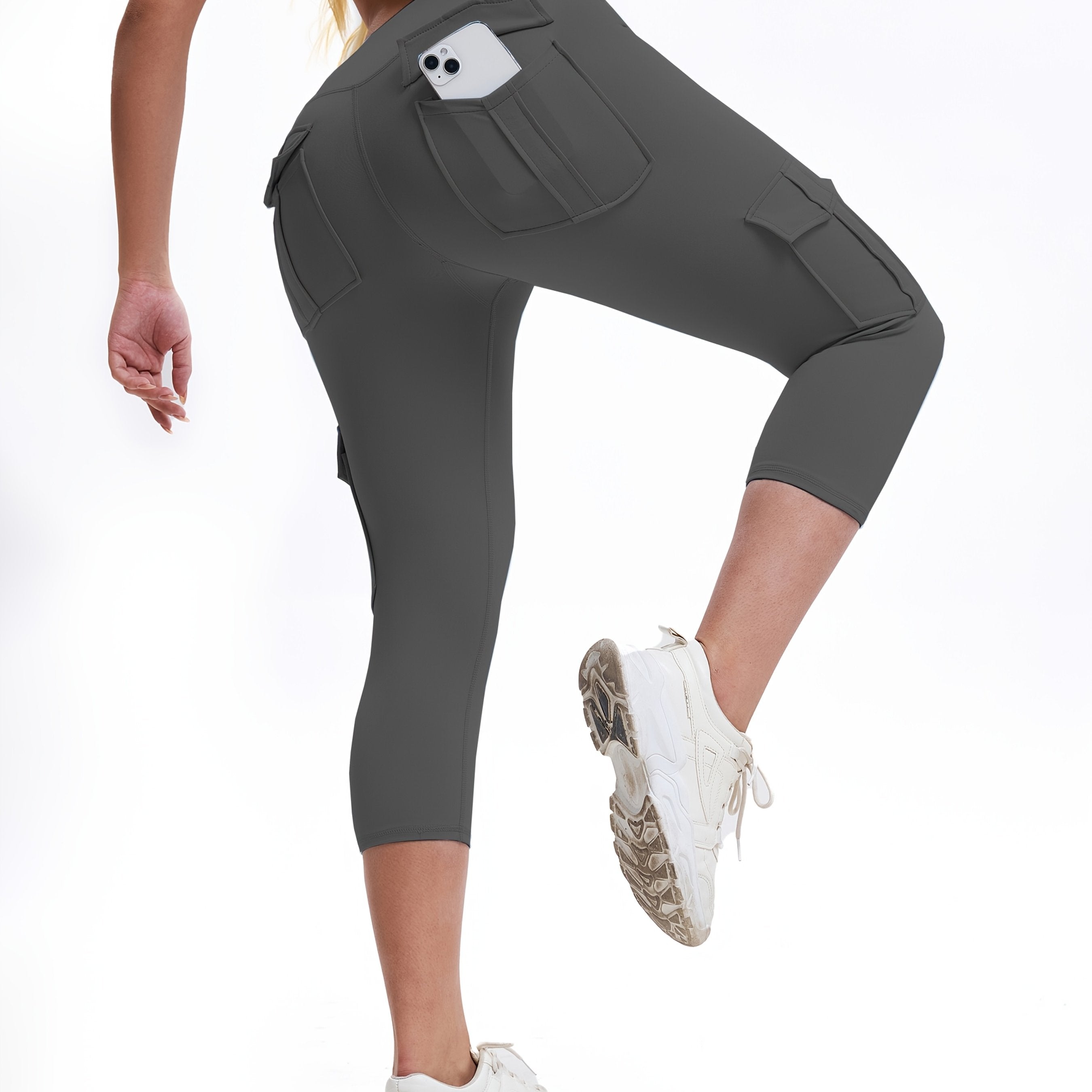 Women's Plus Size Cargo Yoga Pants High Waist Moisture-Wicking Skinny Fit