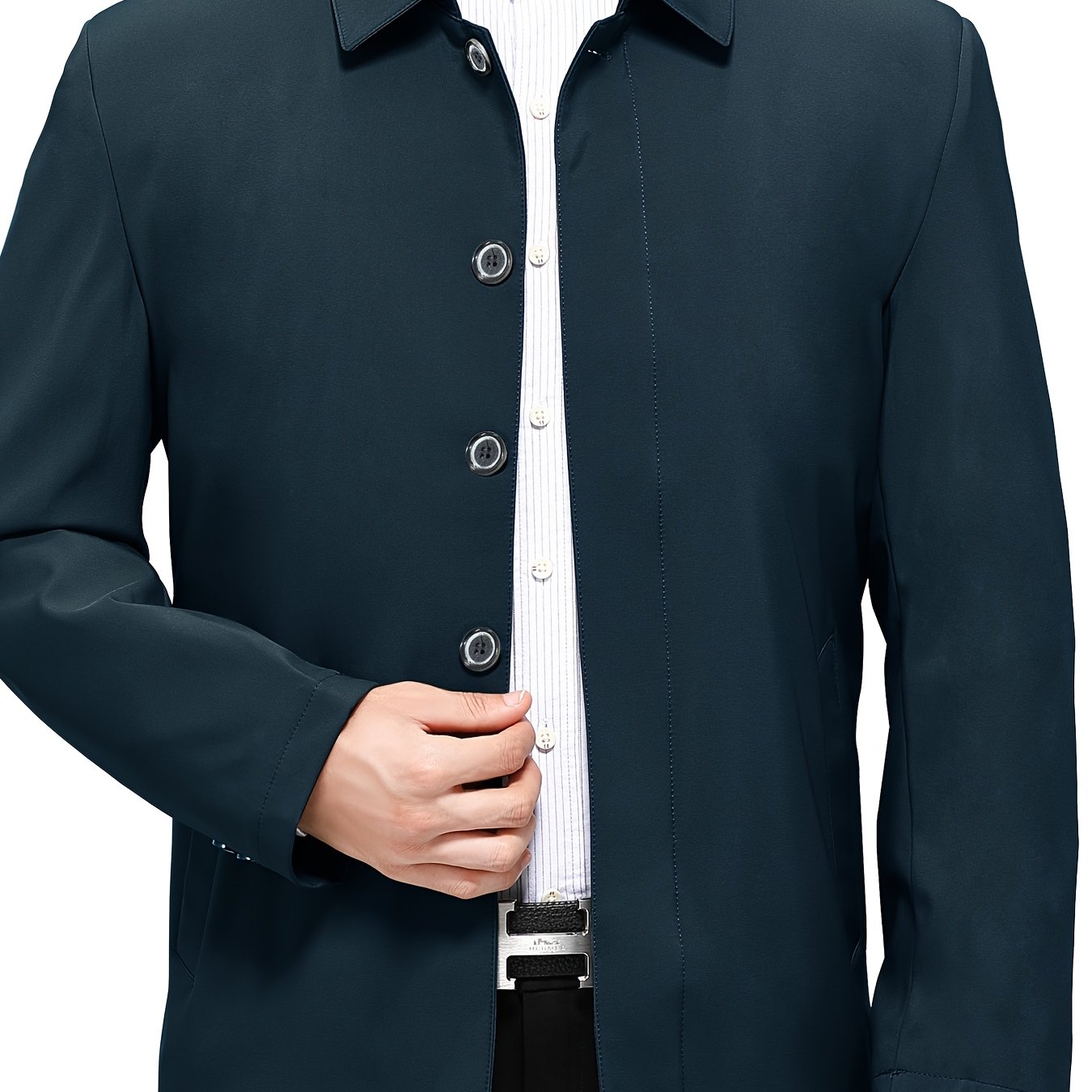 Men's Solid Color Button-Up Jacket for Spring and Autumn Casual Business Wear