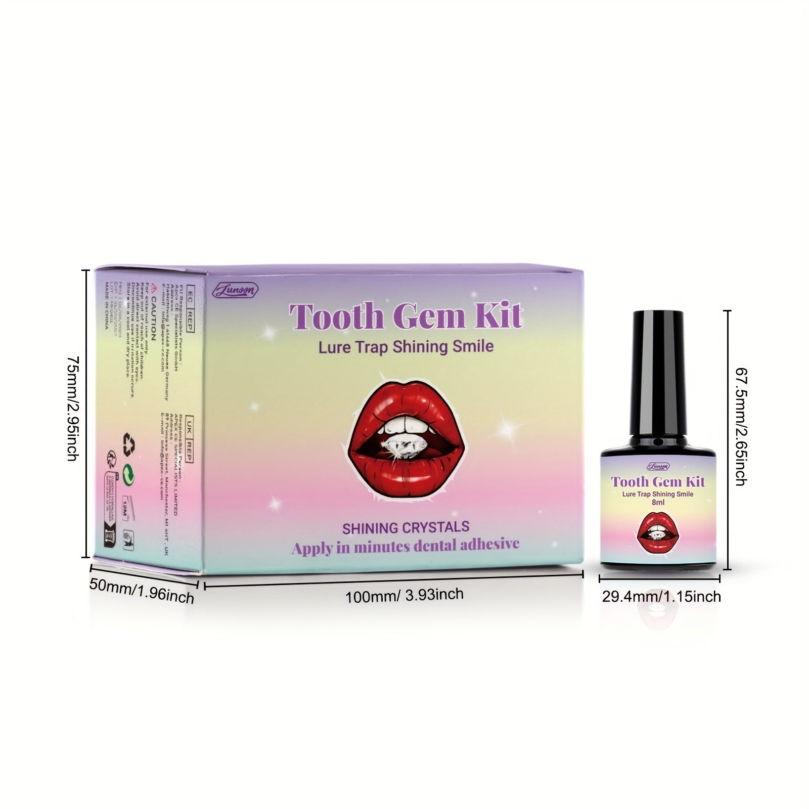 DIY Tooth Gem Kit 120pcs Crystals Diamonds Teeth Jewelry with Glue