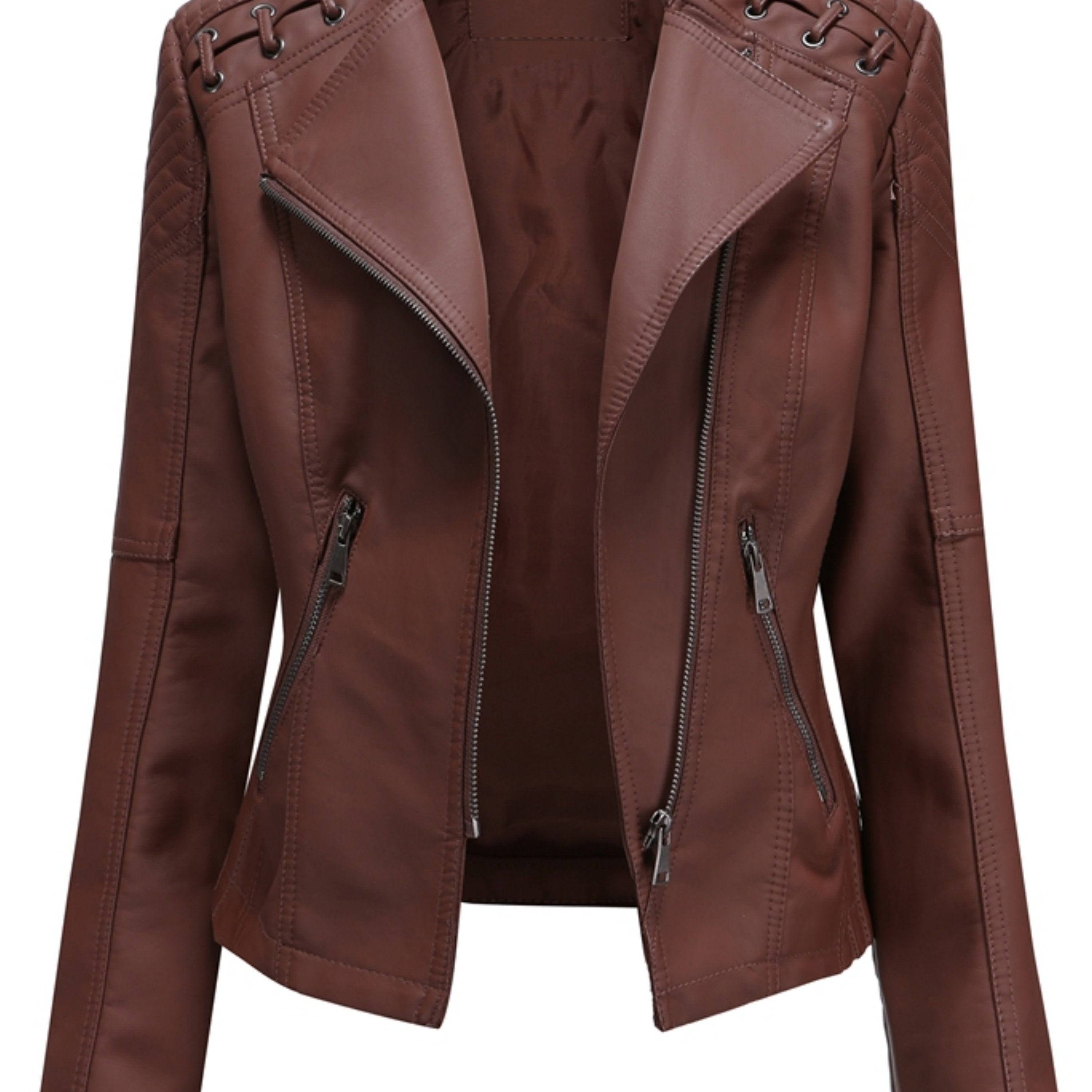 Women's Waterproof Skinny Fit Jacket with Stand Collar Long Sleeve Solid Color Fall Winter