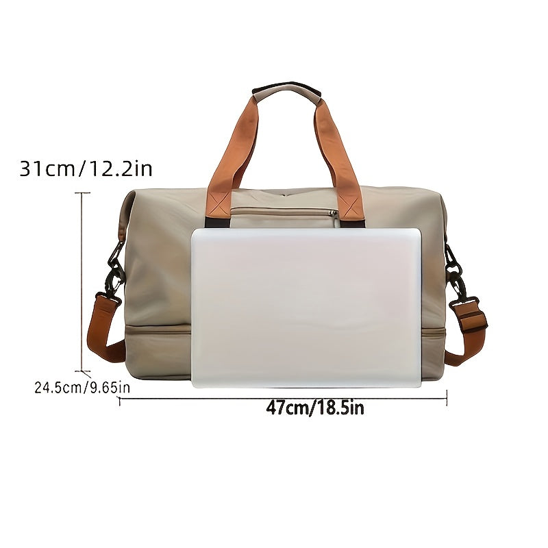 Large Capacity Polyester Travel Tote Bag with Wet Dry Separation for Gym and Travel in Multiple Colors