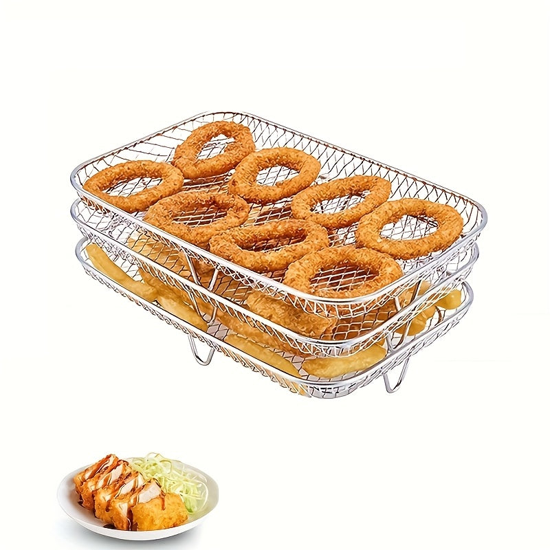 Stainless Steel 3-Piece Dehydrator Racks for Air Fryer with Grilling Basket