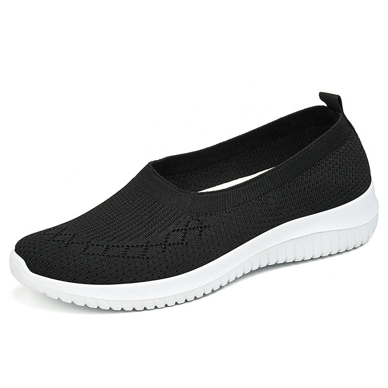 Women's Light Gray Breathable Mesh Slip-On Sneakers with Star Pattern