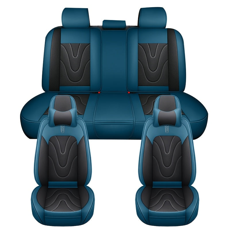 Fundas de asientos de coche de cuero sintético de cinco plazas, durabilidad en todas las estaciones, cobertura completa
