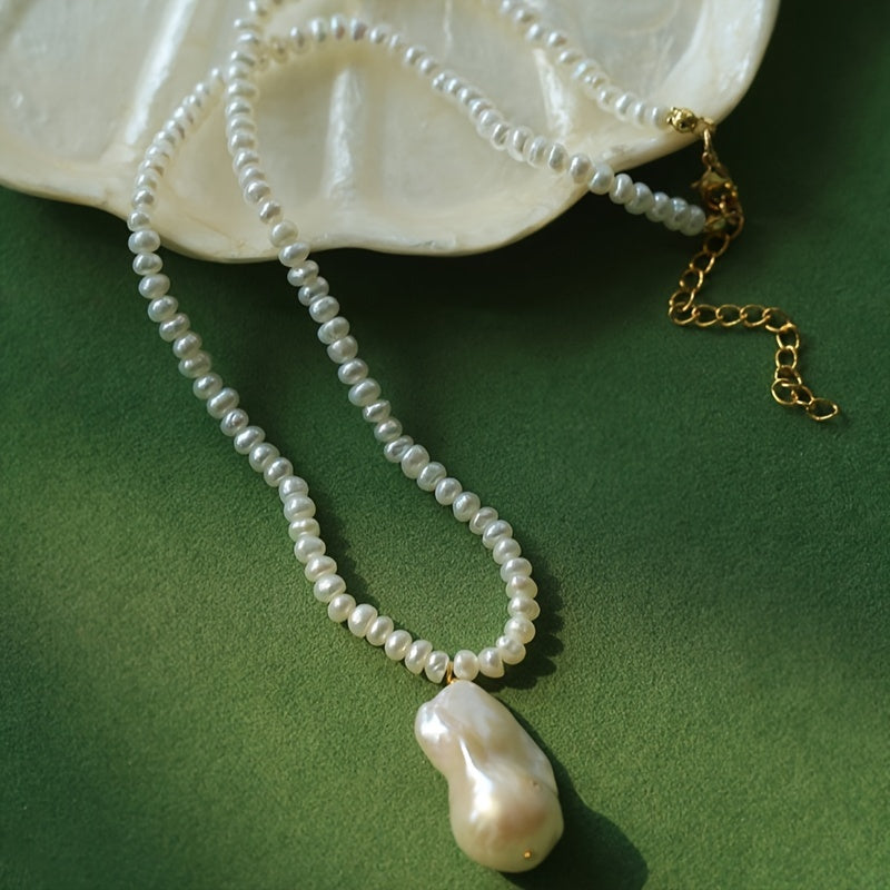 Women's Freshwater Pearl Necklace Baroque Style Clavicle Chain for Valentine's Day