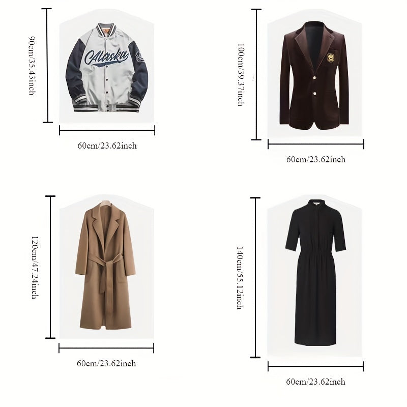 Juego de 10 bolsas de funda protectora de ropa transparente para almacenamiento y organización en armario