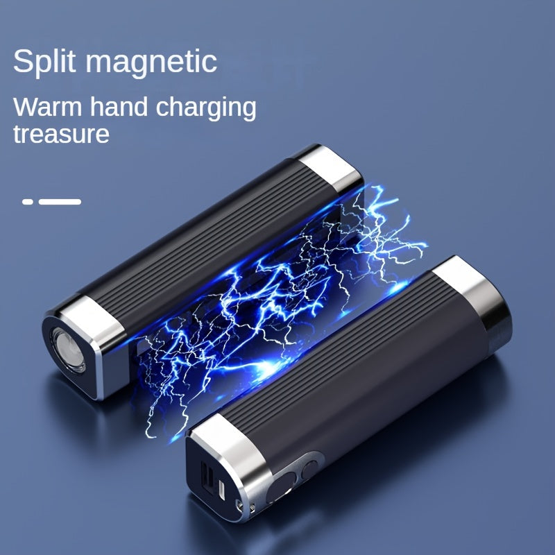 Paquete de 2 calentadores de manos USB magnéticos, bancos de energía recargables, negro