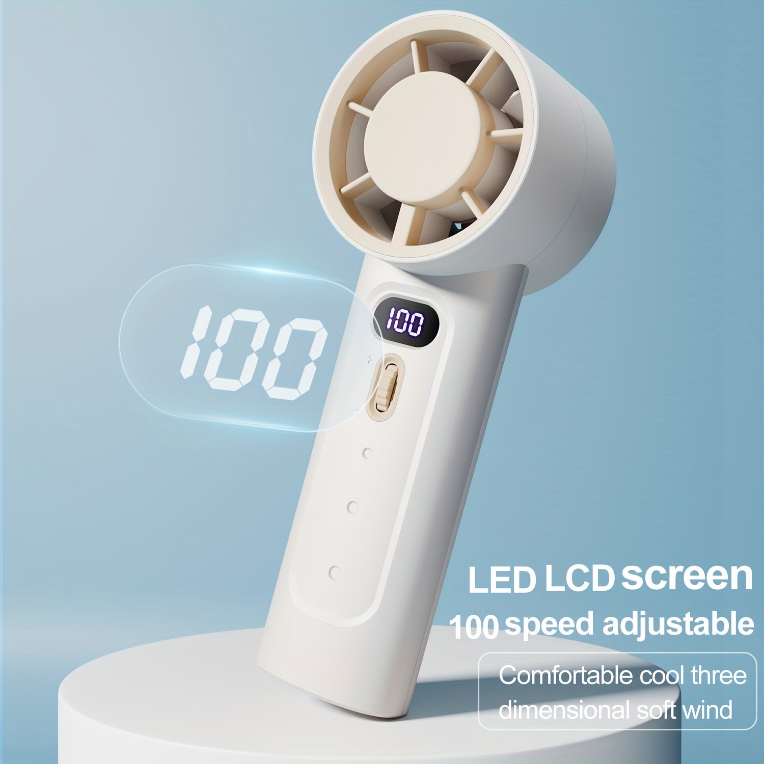 Ventilador de mano recargable por USB portátil mini ventilador con 100 ajustes de velocidad y pantalla LED