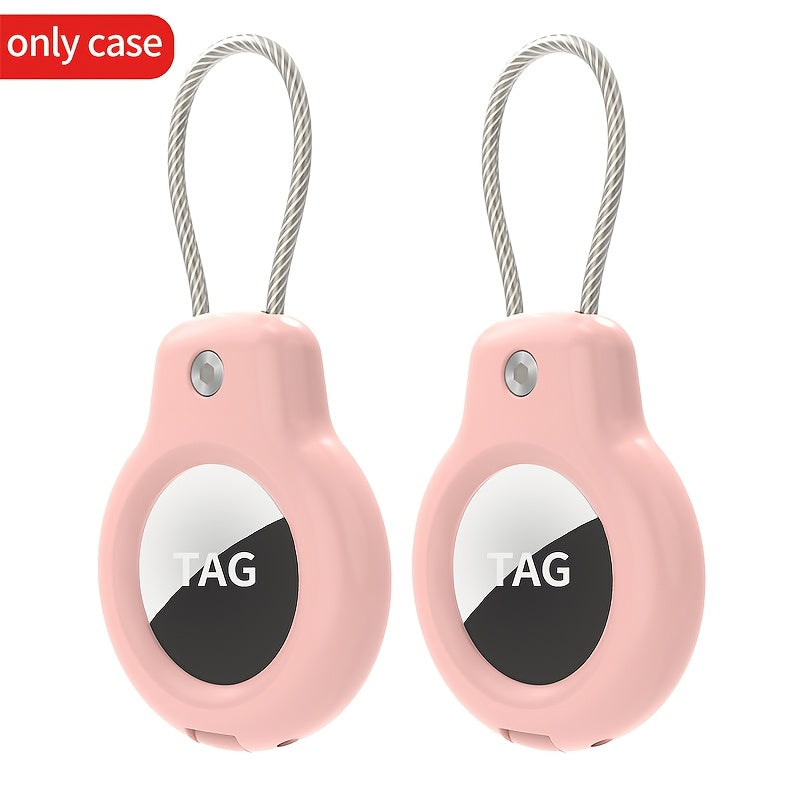 2 piezas de fundas protectoras de acero inoxidable para AirTag, llavero antirrobo, etiqueta de equipaje
