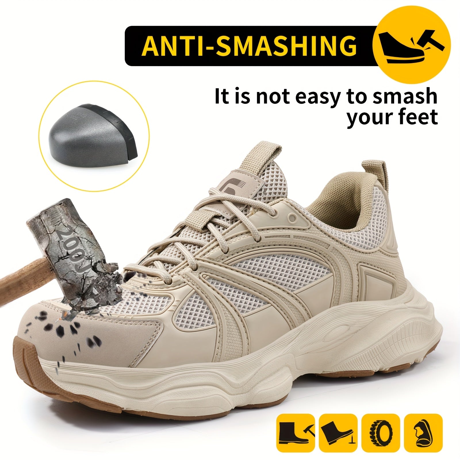 Women's Breathable Low Top Safety Shoes Anti-Smash Puncture Durable EVA