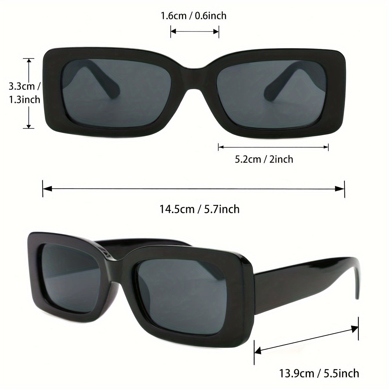 Women's Black Geometric Glasses Set of 3 for Hiking Travel and Daily Use with PC Frame