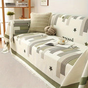 Tasselli Waffle-Knit Divan Qoplamasi - Mashinada Yuvish mumkin, Yashash xonasi va Ofis Dekor uchun Matoga Himoya