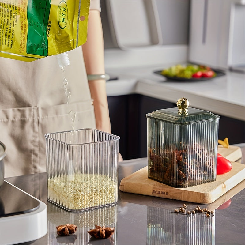 Airtight Stainless Steel Kitchen Storage Jar with Spoon for Coffee Sugar Tea Salt Candy Spices