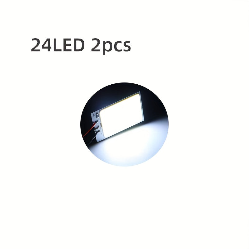 2pcs Car Interior LED Lights T10 COB 4W 12V Panel Dome Light White