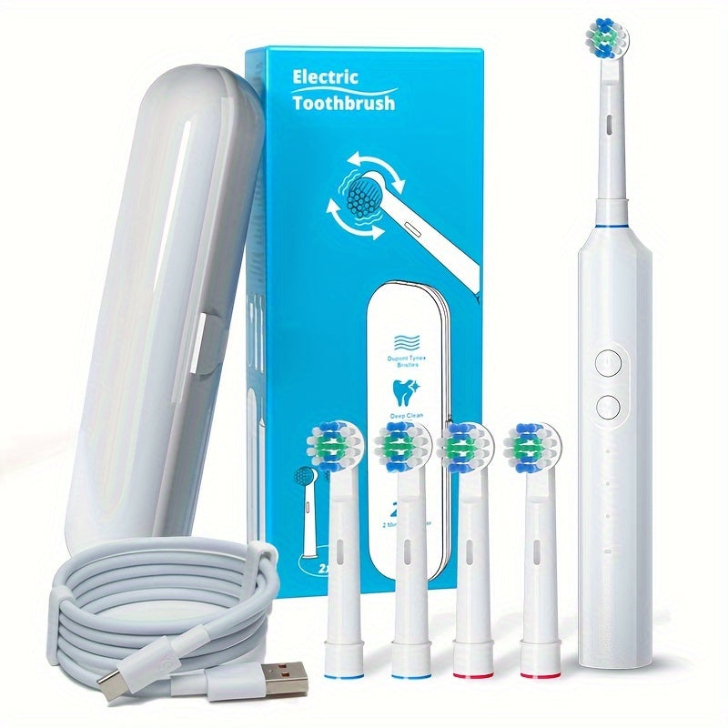 Kattalar uchun elektr tish cho'tkasi, 4 ta cho'tka boshli, 3 ta rejim, 2 daqiqalik taymer, USB zaryadlash