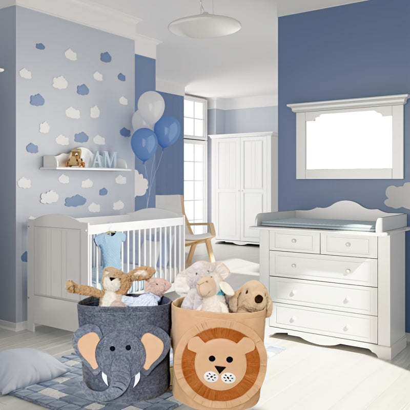 Cartoon Animal Fabric Storage Basket for Toys Clothes Shoes Folding Organizer