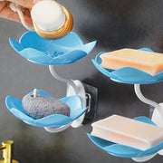 Dispensador de jabón de pared en forma de flor de loto con doble capa para baño o cocina