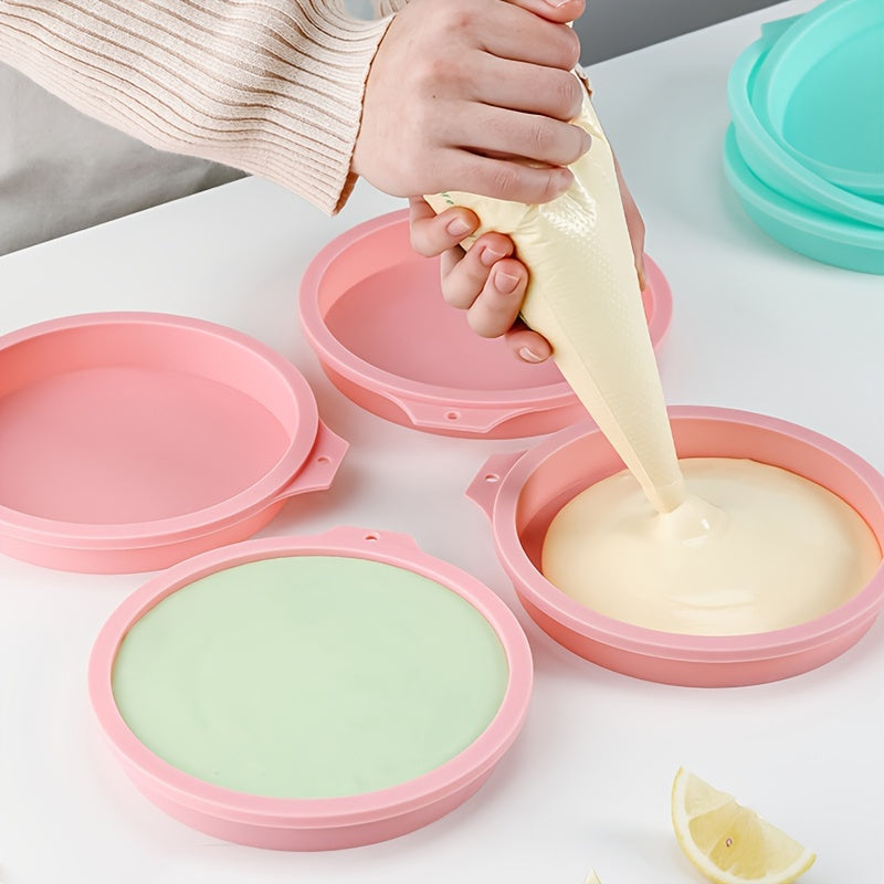 Set of 4 Silicone Round Cake Molds Non-Stick Baking Pans for Cakes and Breads