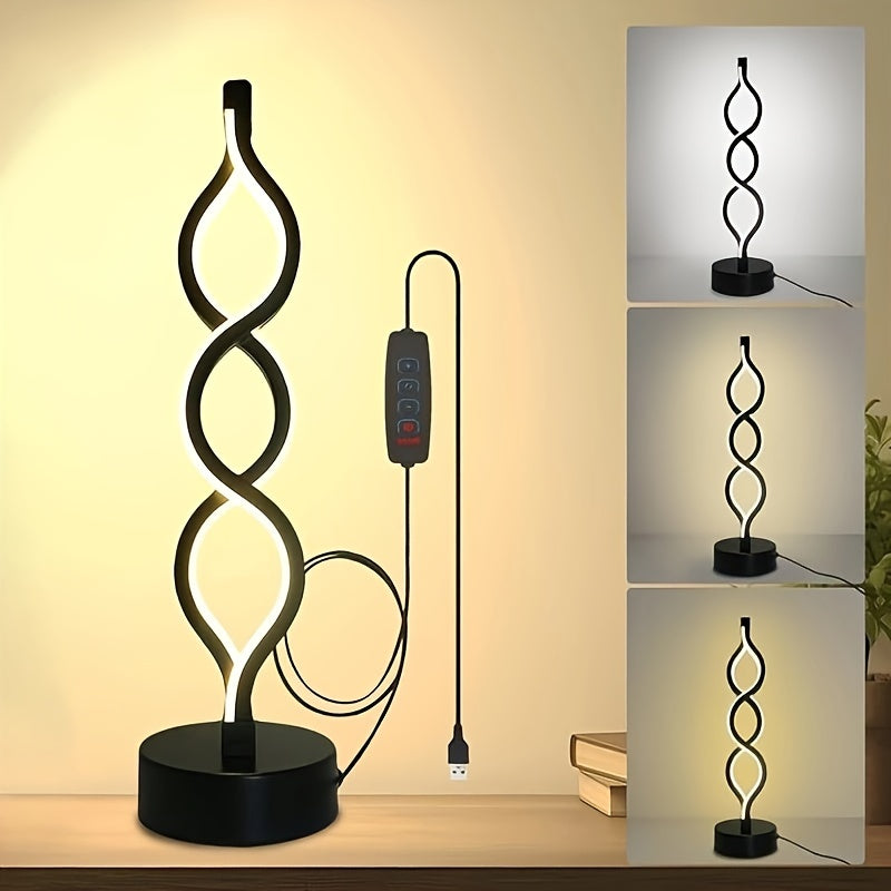 Spiral Table Lamp with Warm Seaweed Design for Bedroom Living Room Bar