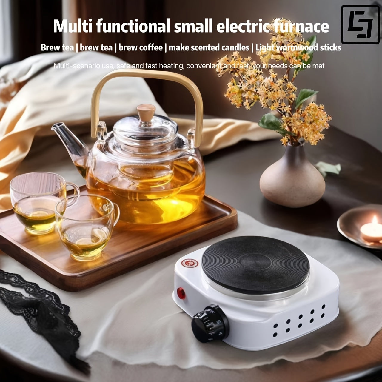 Портативный электрический нагревательный коврик с 5 уровнями мощности, чугунная плита, экономичный дизайн для кофе, чая, мока, компактный 220-240В