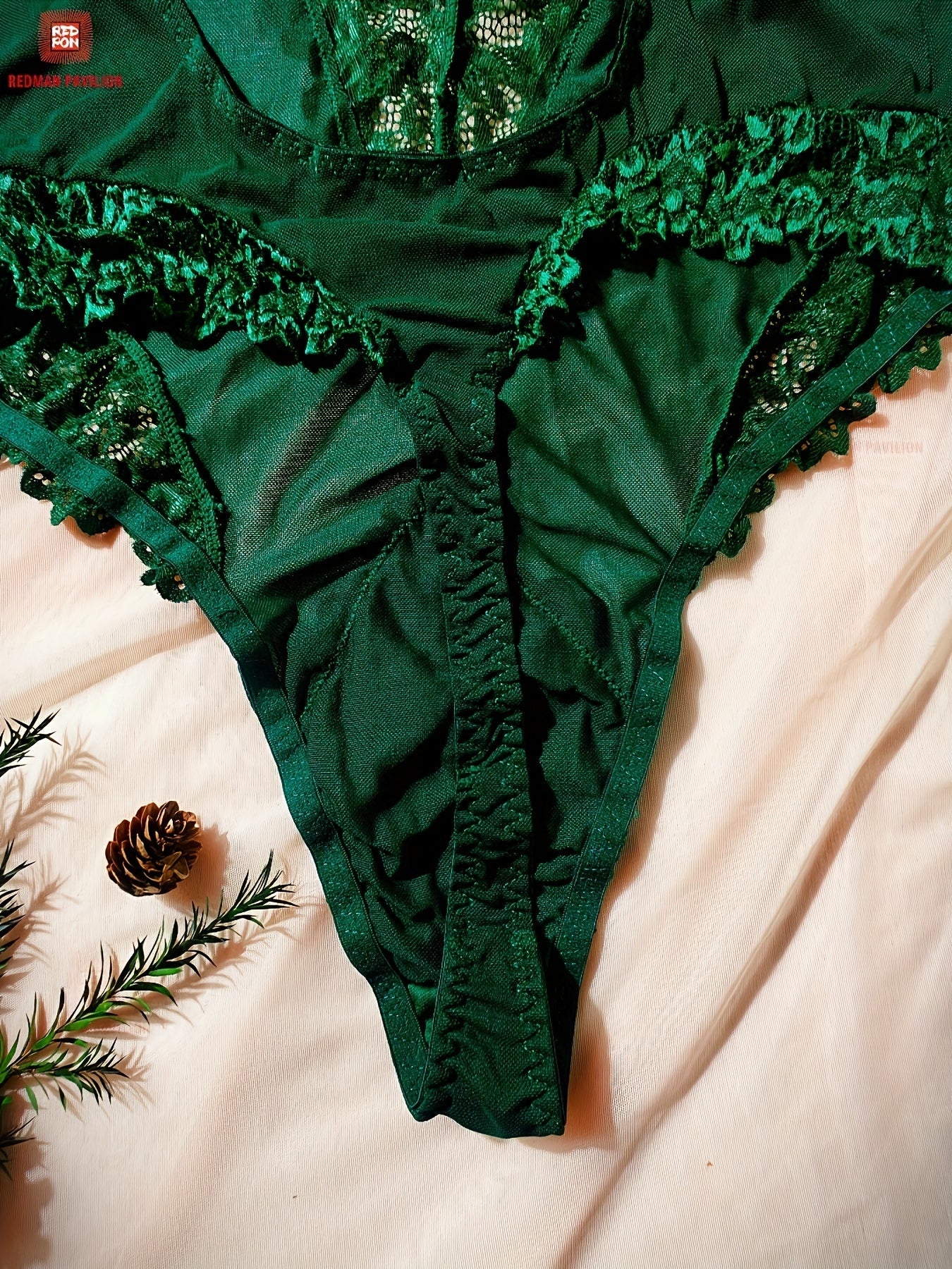 Женский кружевной боди с цветочным узором, с вырезом «сердце» и открытой спиной, зелёный, монокоррект