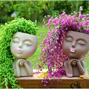 Resin Decorative Facial Vase for Home Office Garden Christmas Halloween Gift