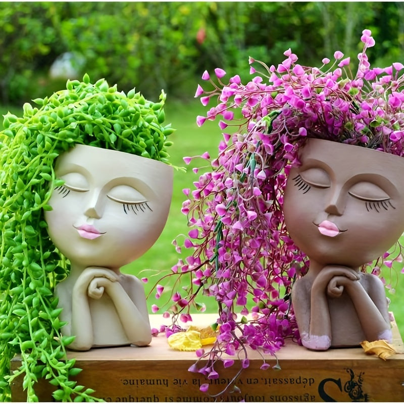 Resin Decorative Facial Vase for Home Office Garden Christmas Halloween Gift