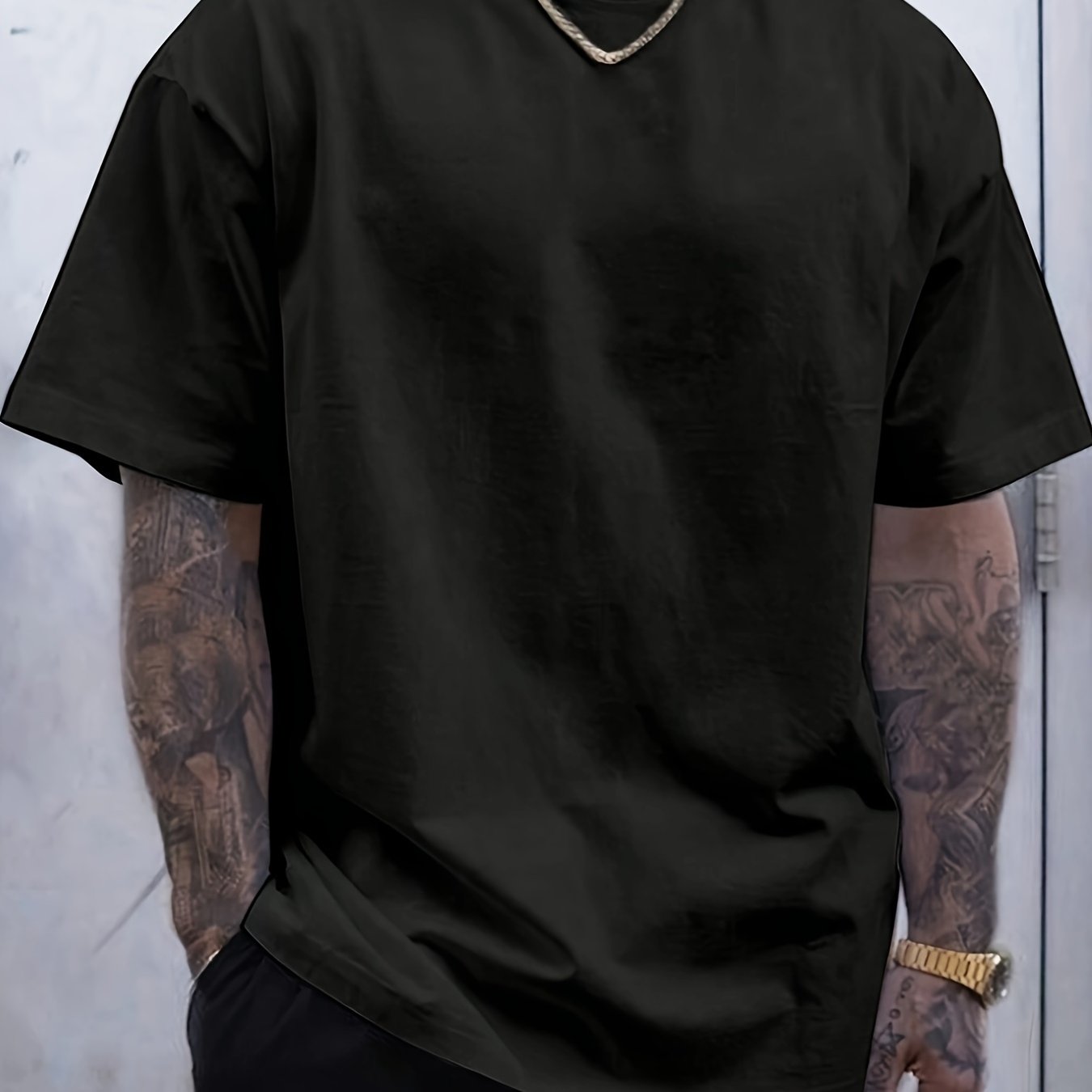 Мужская футболка с коротким рукавом из плотного хлопка большого размера для летних активных видов спорта