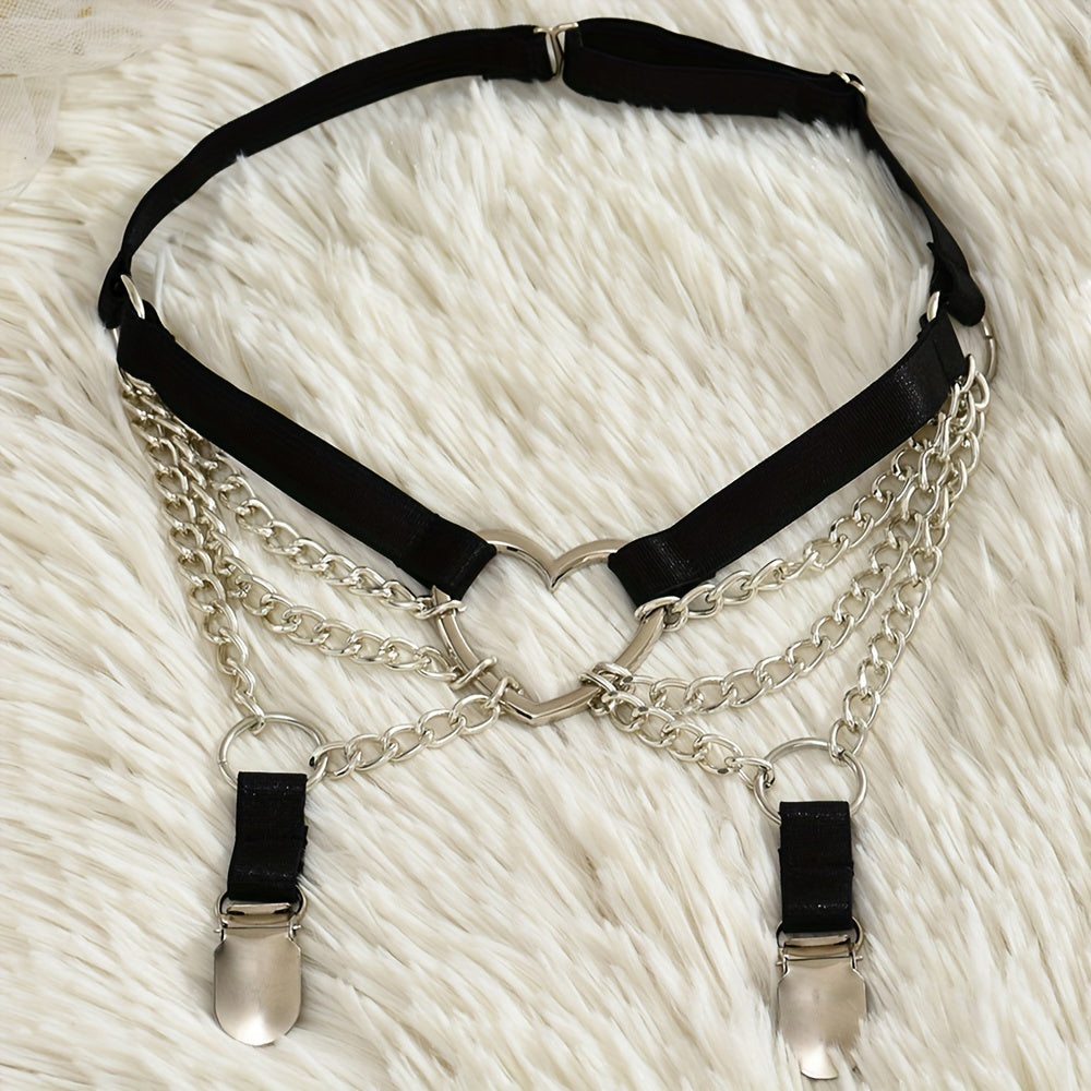 Women's Leg Jewelry with Love Rings Chains and Garter Clips for Sexy Wear