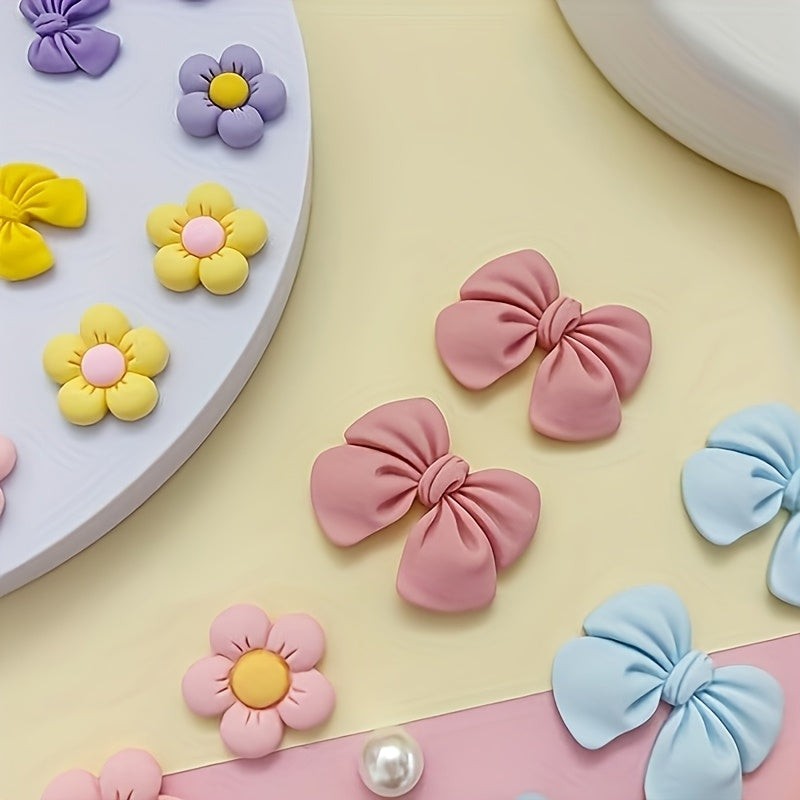 Ayollar uchun Resin pushti lent va gul charm to'plami, klogs va sandallar uchun