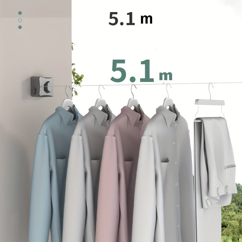 5.1m Retractable Indoor Clothesline ABS Material for Living Room Balcony Bathroom