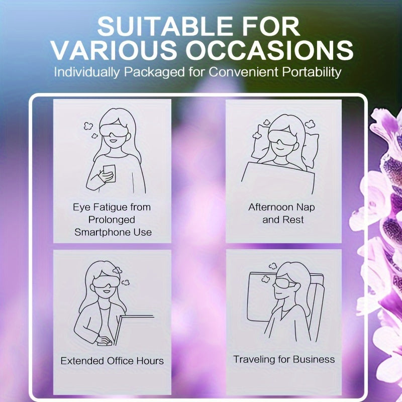 Uyquni tinchlantirish uchun 10 ta lavanda aromatli o'z-o'zini isitadigan bug'li ko'z maskalari