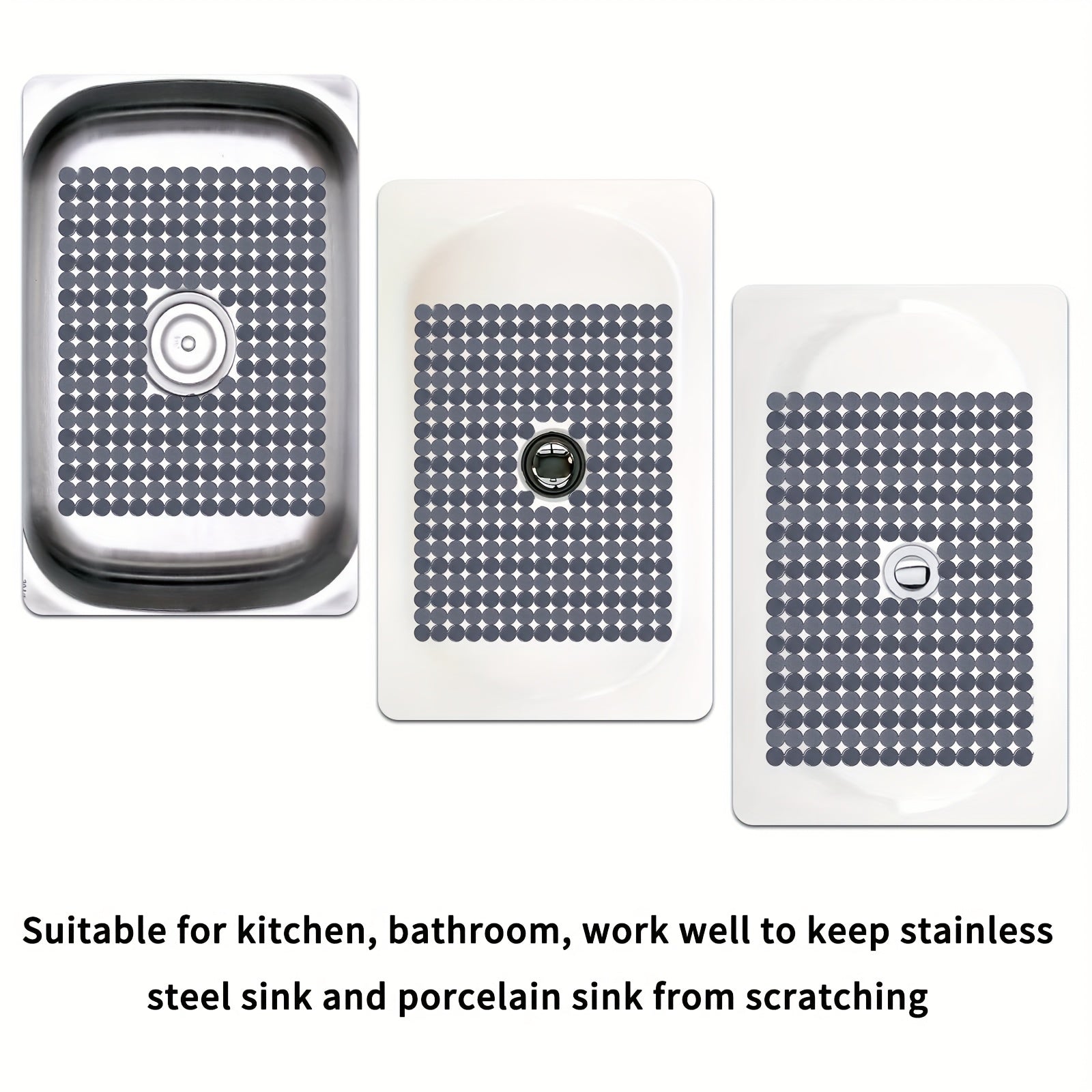 Ovqatlanish uchun - Nikel qoplamali lavabolarni himoya qiluvchi matlar to'plami 2 dona, PVC, tez oqim, moslashuvchan o'lcham, oshxona lavabolariga mo'ljallangan, tozalash oson, sirpanmaydigan nuqtalar dizayni