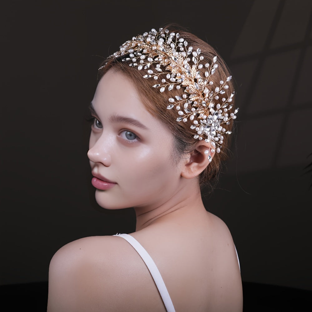 Vintage to'y taqilishi uchun rhinestones va sequin bilan bezatilgan bosh band