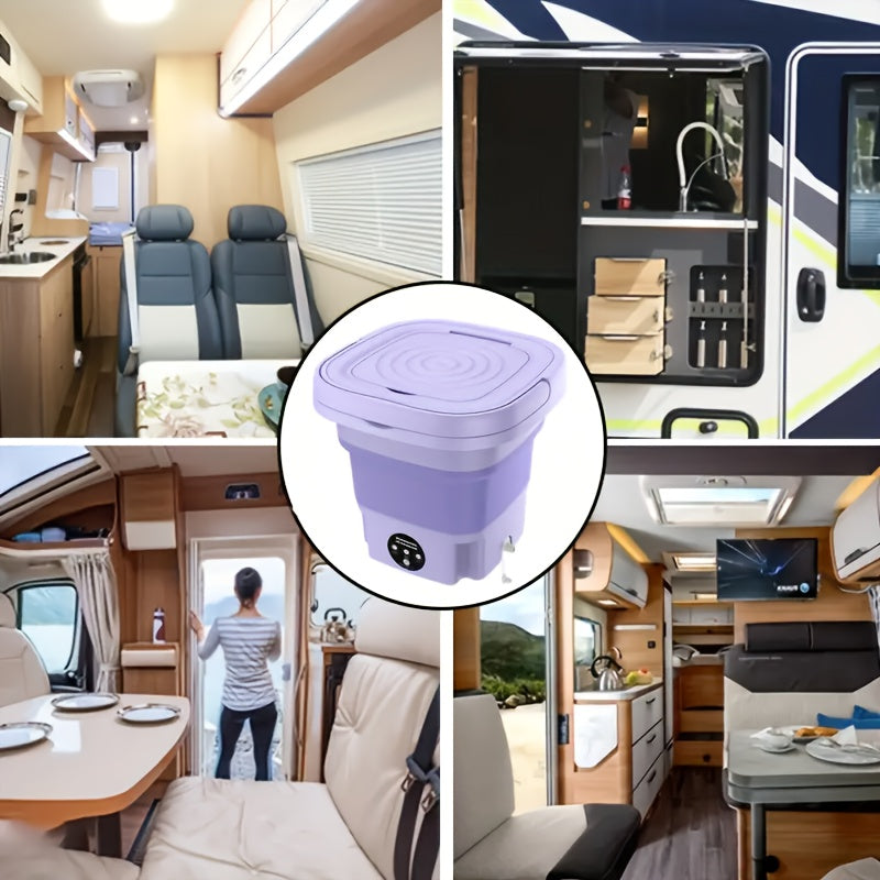 Portable 8L Folding Washing Machine Large Capacity Compact Travel Laundry