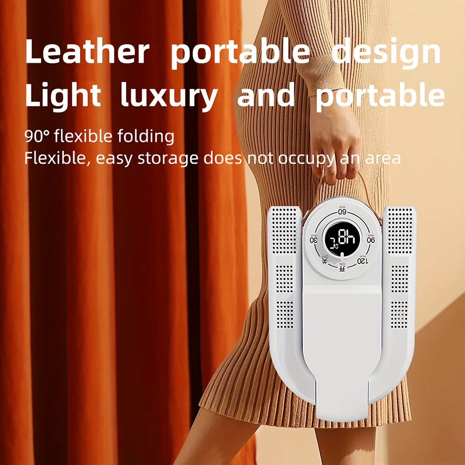 Portable Shoe Dryer with UV Deodorization Fast Heating Folding Design for Home Dorm White Red