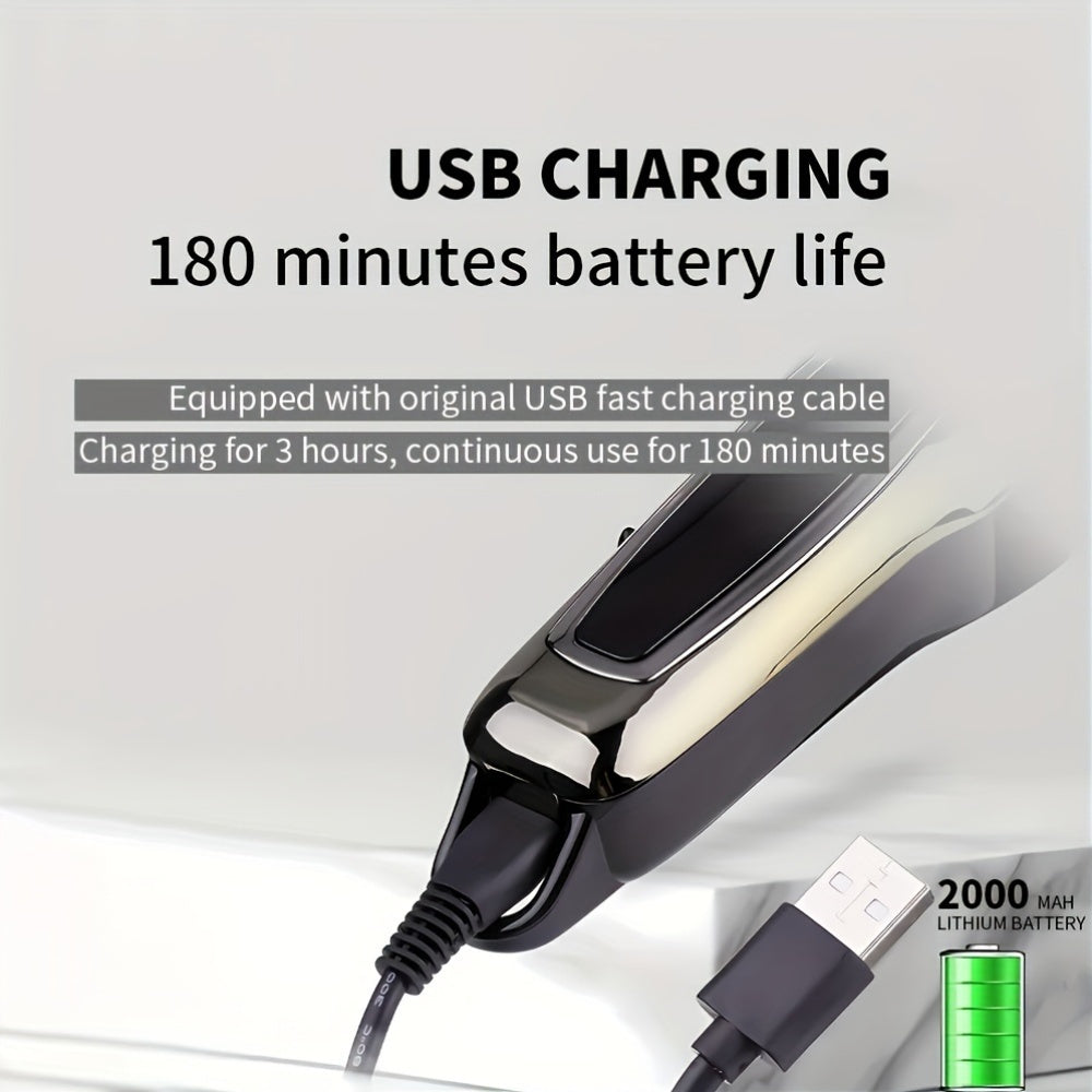 Cortapelos inalámbricos para hombres, recargables por USB, batería de litio de 2000mAh, pantalla LCD