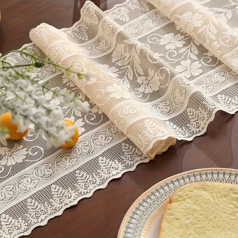 Long Boho Lace Table Runner for Dining and Bedroom Decor, Long Farmhouse Style