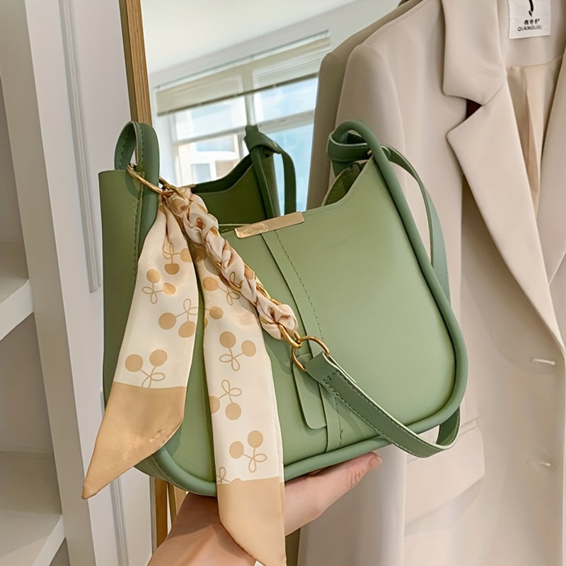 Women’s Faux Leather Shoulder Bag with Contrast Color Design