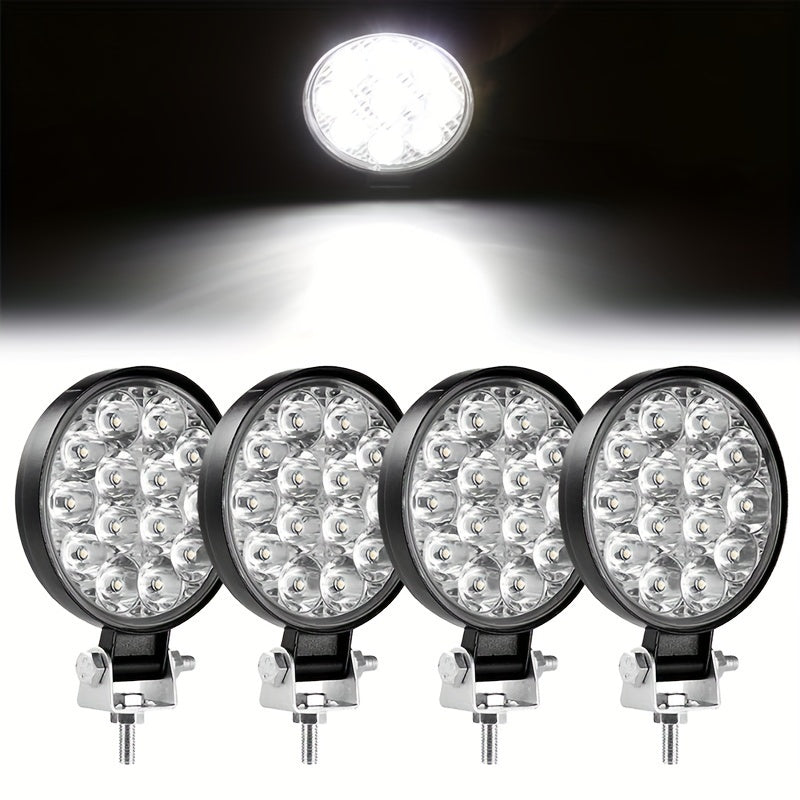 4LED Work Lights 8.38cm 48W Square Round Highway Spotlights for Vehicles
