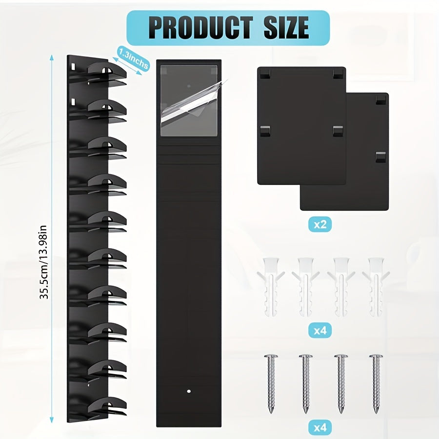 Estante para sombreros de montaje en pared, negro, con capacidad para 20 gorras, respaldo adhesivo duradero