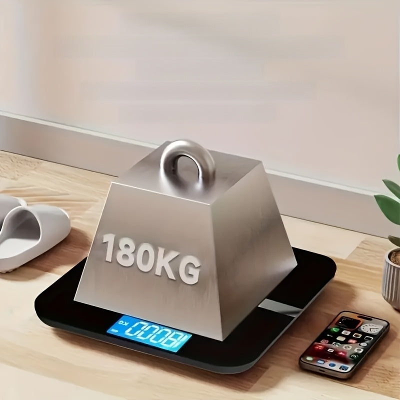 Compact electronic scale for home use with wide platform large capacity and backlit LCD display up to 176.9 KG