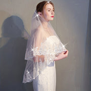 Wedding Veil with Lace Edging and Comb Bridal Hair Accessory for Women